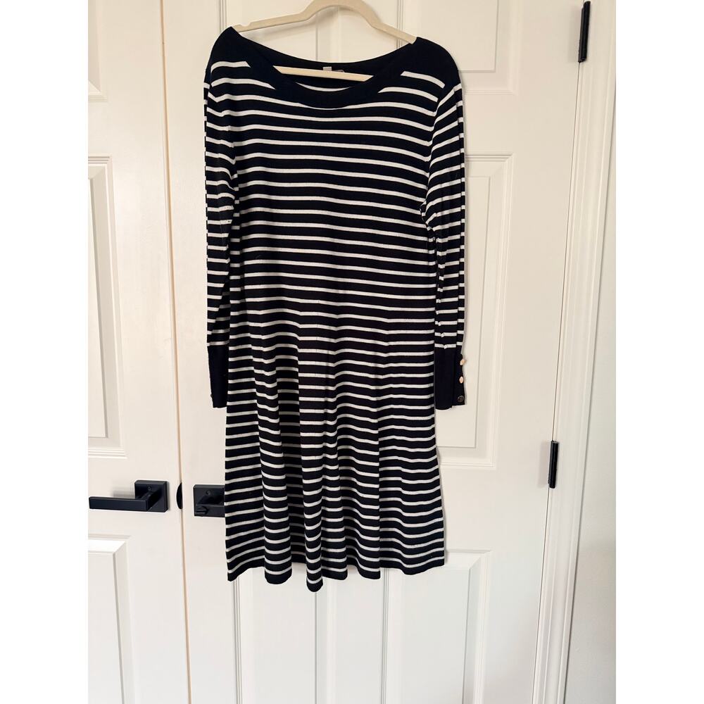 Loft Plus Striped Flare Sweater Dress - Size 14 - Picture 3 of 9